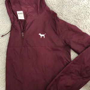 vs pink pullover raincoat/windbreaker